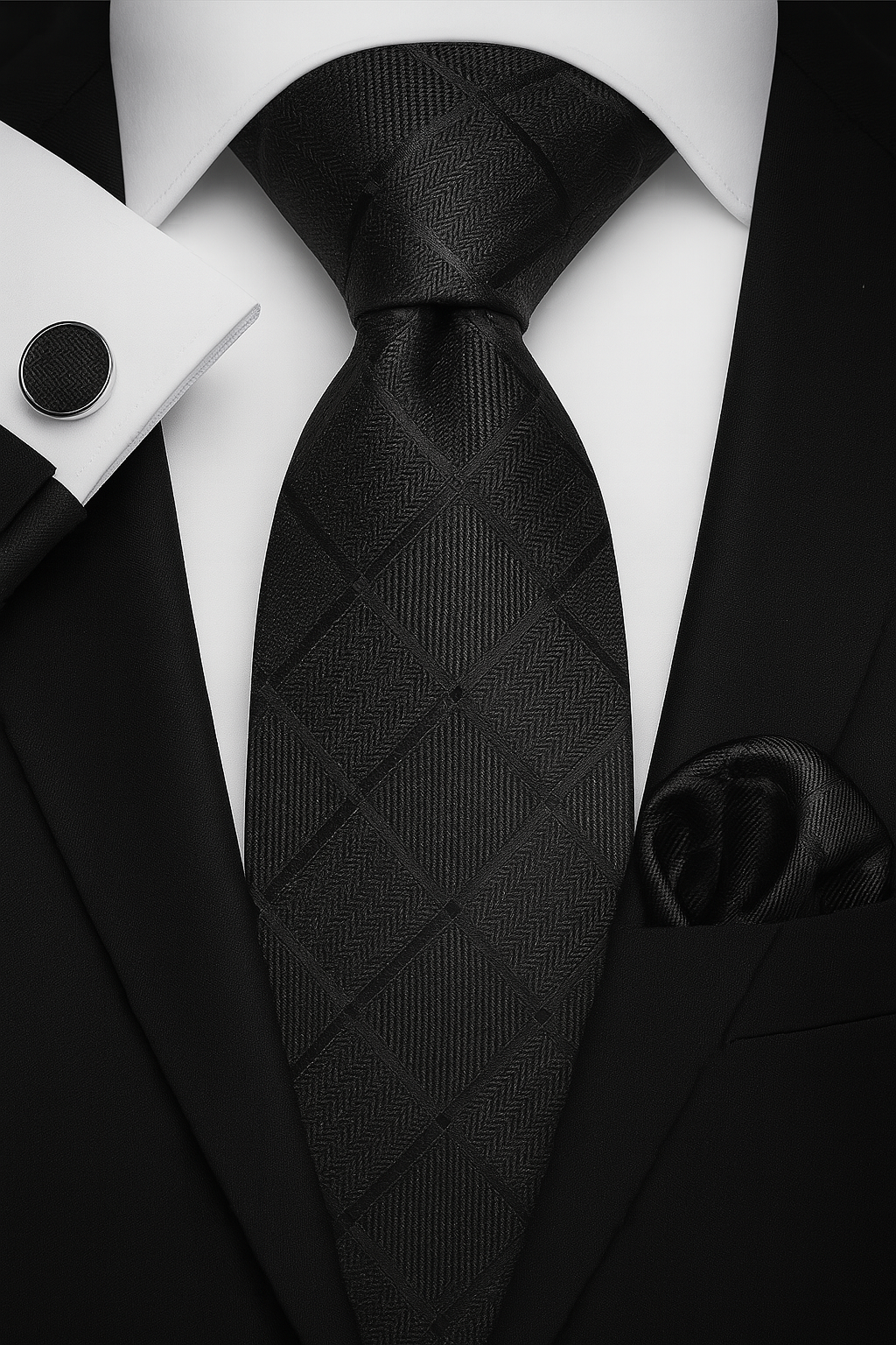 Andrew Lloyd 100% Silk Tie – Classic Black Check