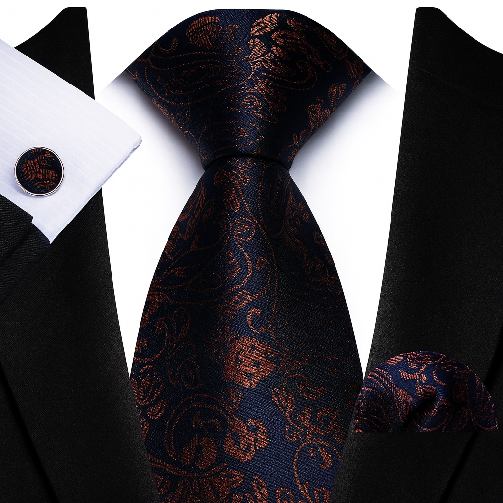 Andrew Lloyd 100% Silk Tie – Midnight Crimson Floral