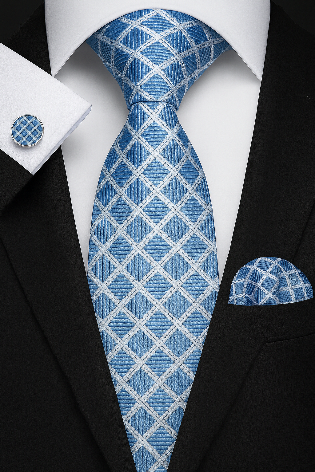 Andrew Lloyd 100% Silk Tie – Blue Diamond Grid
