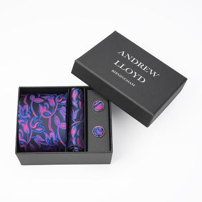 Andrew Lloyd 100% Silk Tie – Midnight Pink Floral