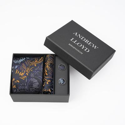 Andrew Lloyd 100% Silk Tie – Midnight Feather Pattern