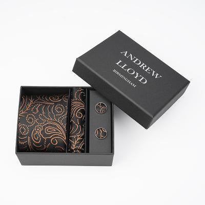 Andrew Lloyd 100% Silk Tie – Copper Spiral Swirl