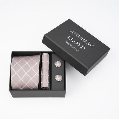 Andrew Lloyd 100% Silk Tie – Champagne Grid