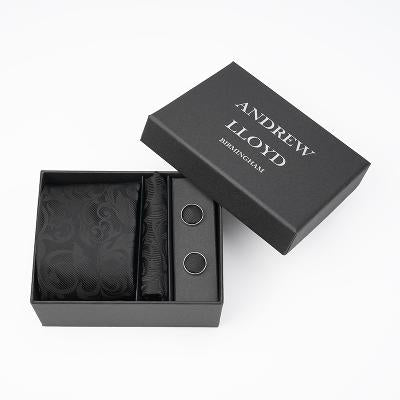 Andrew Lloyd 100% Silk Tie – Jet Black Baroque