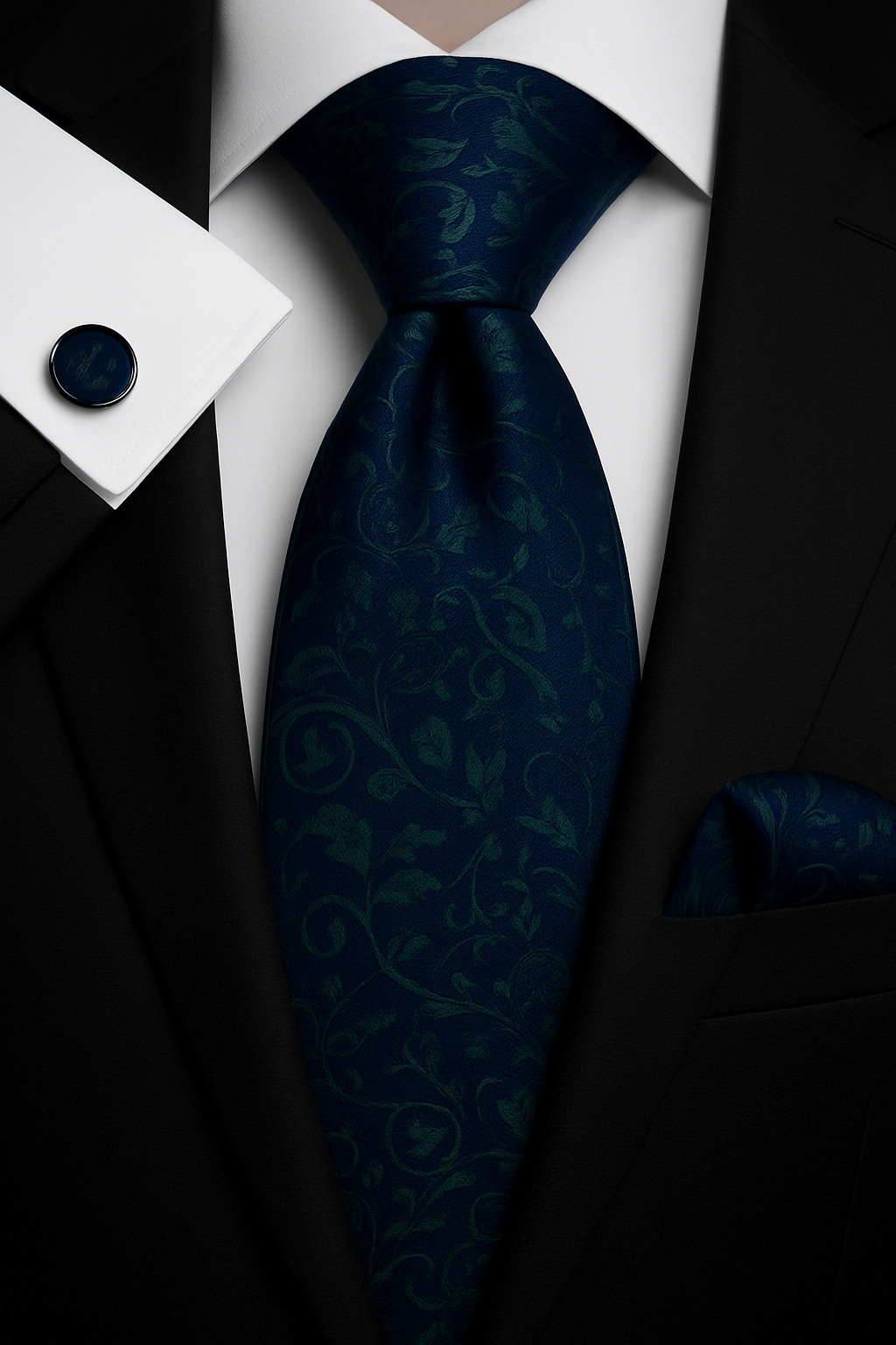 Andrew Lloyd 100% Silk Tie – Navy & Emerald Patterned Tie