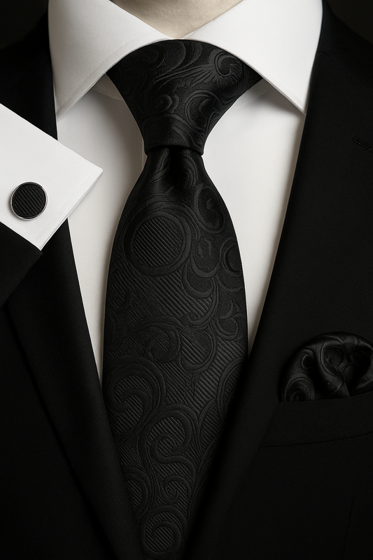 Andrew Lloyd 100% Silk Tie – Jet Black Baroque