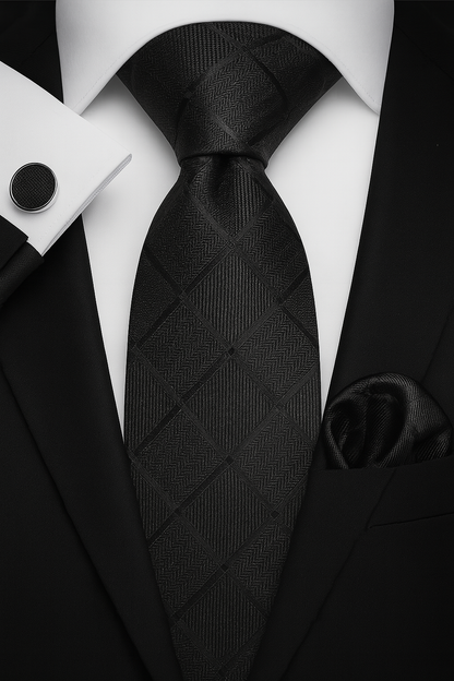 Andrew Lloyd 100% Silk Tie – Classic Black Check