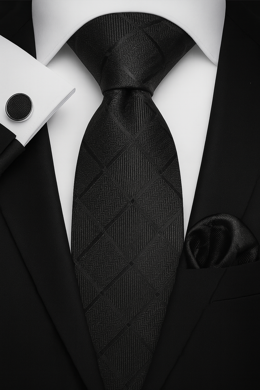 Andrew Lloyd 100% Silk Tie – Classic Black Check