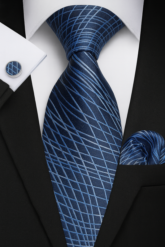Andrew Lloyd 100% Silk Tie – Ocean Linework