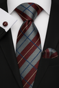 Andrew Lloyd 100% Silk Tie – Burgundy Blue Plaid
