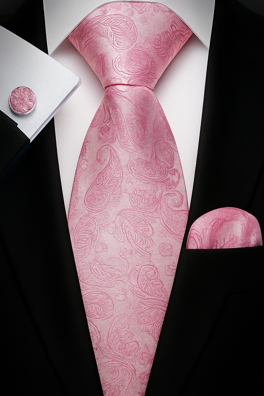 Andrew Lloyd 100% Silk Paisley Tie – Blush Pink Elegance