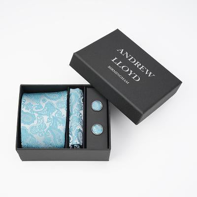 Andrew Lloyd 100% Silk Tie – Ice Aqua Paisley