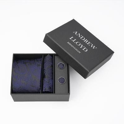 Andrew Lloyd 100% Silk Tie – Midnight Navy Paisley