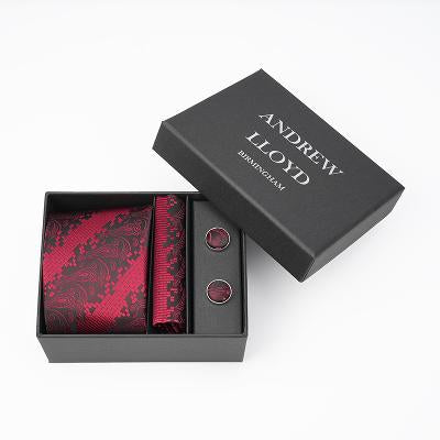 Andrew Lloyd 100% Silk Tie – Crimson Noir Paisley